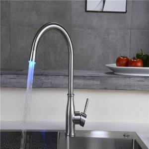 LED kitchen faucet of stainless steel