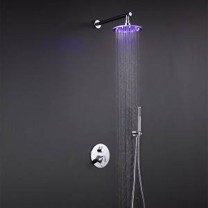 LED round shower head with showr arm