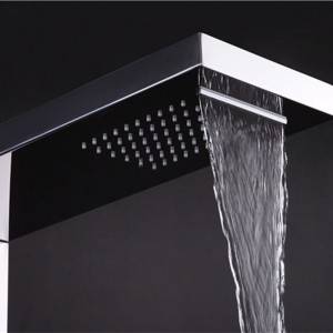 Right angle with temperature display polished shower panel of stainless steel Four function