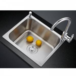 Pressed single bowl kitchen sink of stainless steel