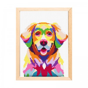 High quality wholesale canvas DIY handmade colorful dog cross stitch hand embroidery 15199