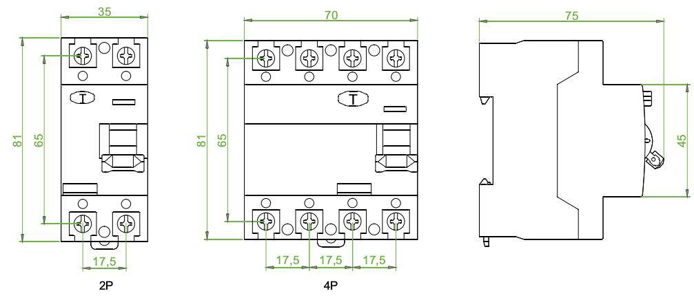 dal1-63 4p rccb residual current circuit breaker