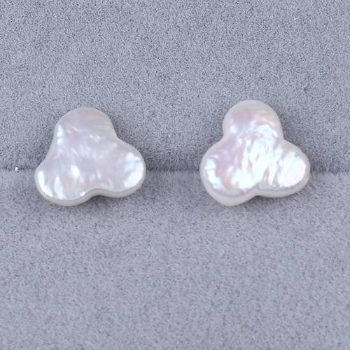 11-12mm 925 Silver Clover Leaf Shaped Freshwater Pearl Earring Stud