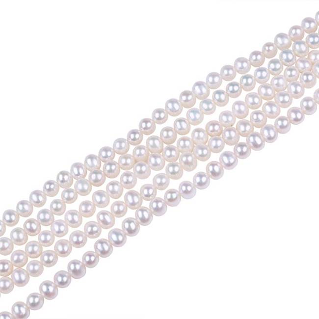 7-8mm AAA Grade White Color Potato Freshwater Pearl Strand For Jewelry Making