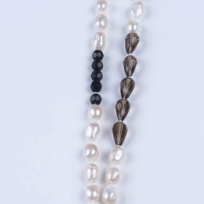 Crystal Natural White Freshwater Baroque Pearl Stone Long Necklace