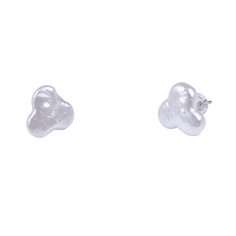 12-13mm Freshwater Irregular Pearl Stud Earrings 925 Sterling Silver