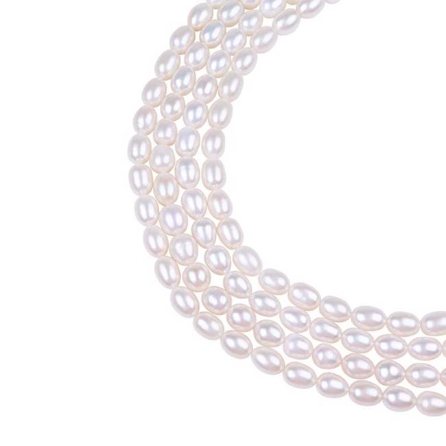 High Luster Gem Quality 8-9mm Rice Oval Shaped AAA Pearl Strand