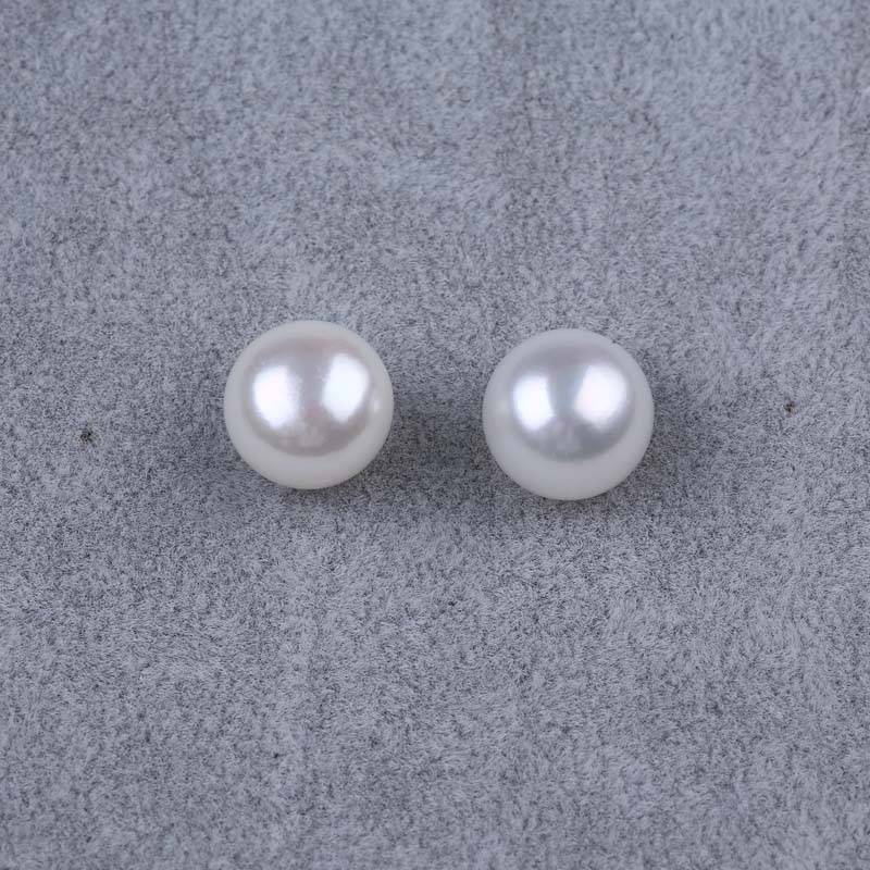 11mm Huge Button Shape Freshwater Pearl 925 Silver Earring Stud