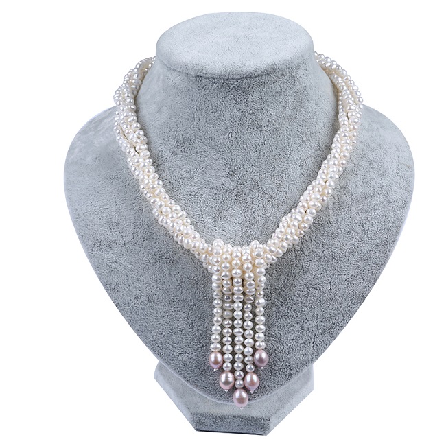 Freshwater Pearl 4 Rows Classic Choker Necklace