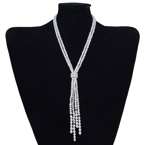 Freshwater Pearl Knotted 2 Rows Long Classic Necklace