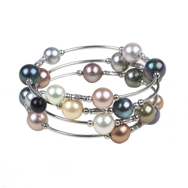 Multicolor Mother Of Pearl Shell Round Beads Bracelet