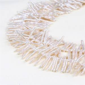 White Stick Biwa Freshwater Pearl For Making Necklace
