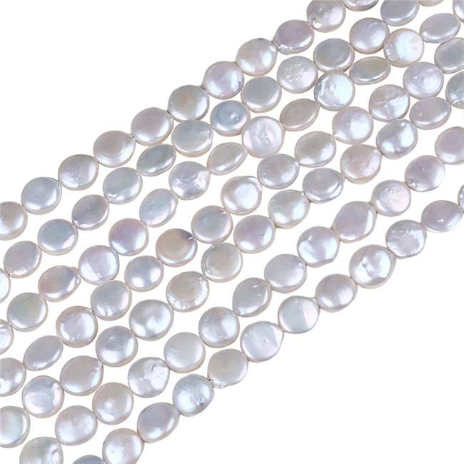 White Color Coin Shape Real Freshwater Pearl Loose Beads Pearl
