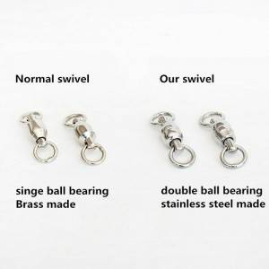 Stainless Steel Double Ball Bearing Fishing Swivel Connector Solid Welded Rings