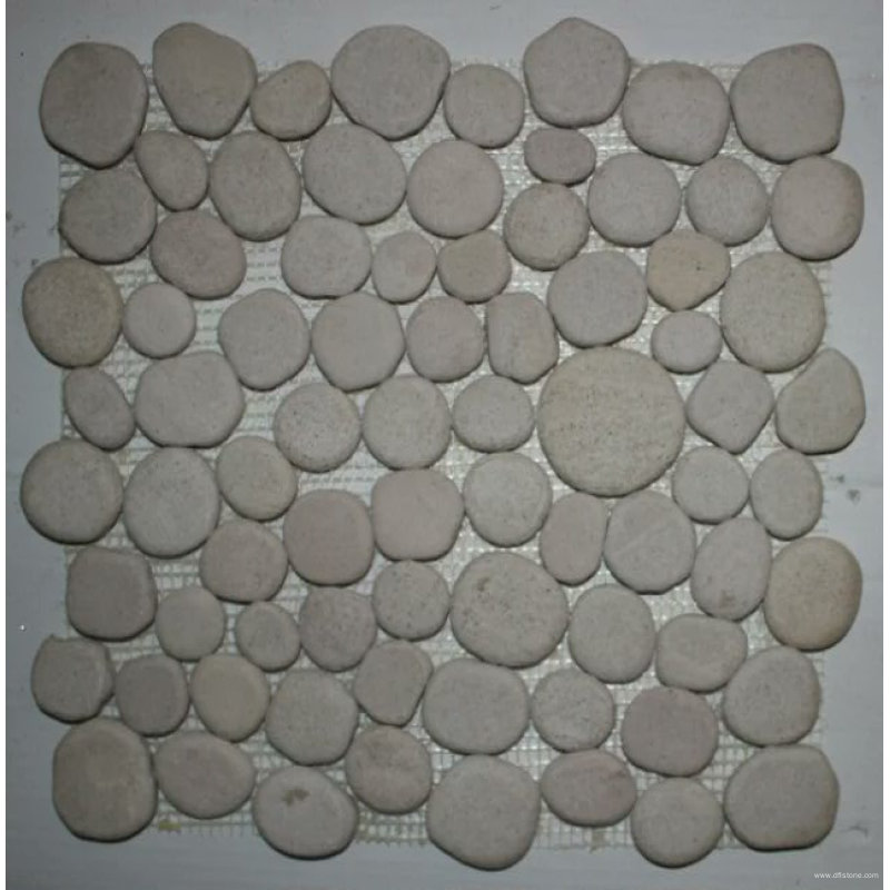 30.5×30.5cm White Polishing Pebble Stone Mosaic Tile