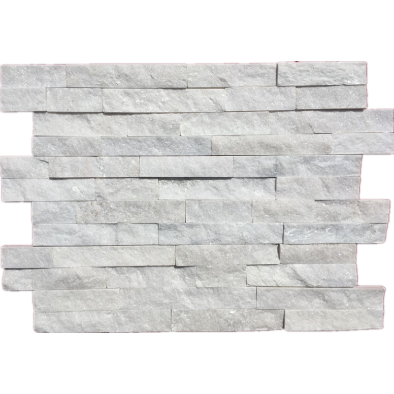 White quartz interlock shape bathroom stacked  stones