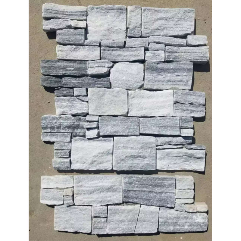 Ice gray quartz stacked stones