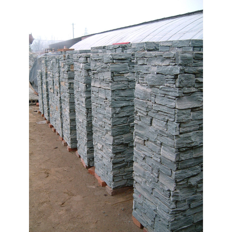 Gray natural slate modular pillar
