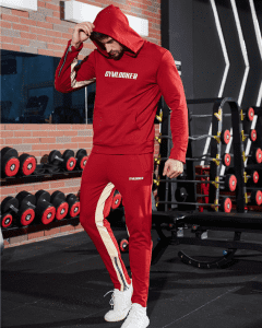 Men techfleece interlock training set with contrast color block and print pullover hoodie jogger jacket