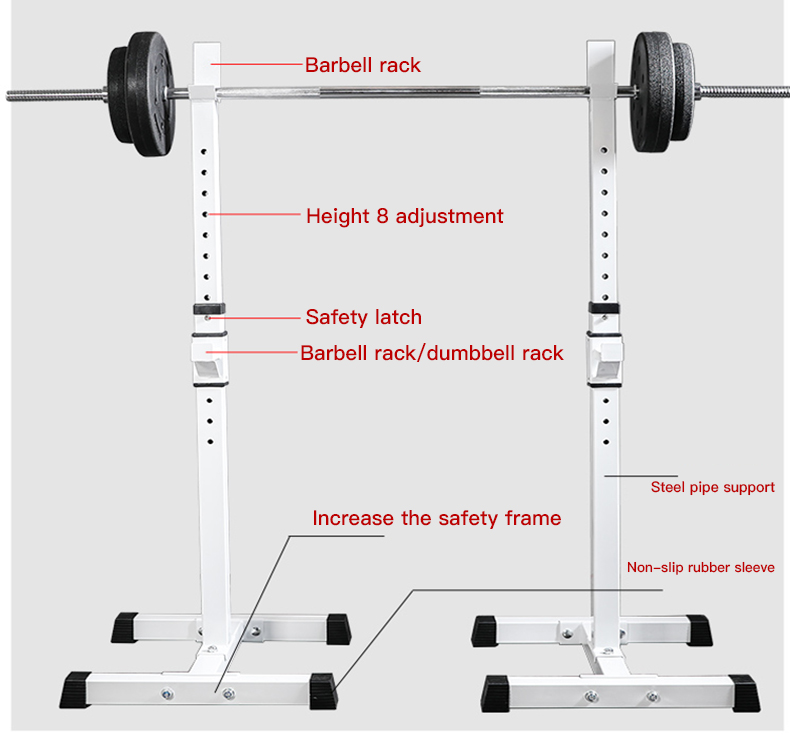 គ្រឿងបរិក្ខារដែកបំពង់លំពែង Fitness Frame Squat Rack សម្រាប់ការបណ្តុះបណ្តាលមុខងារ