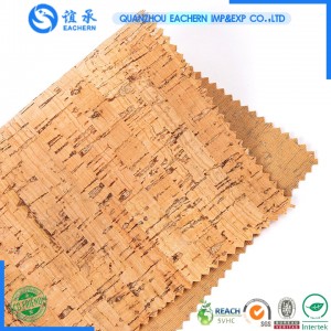 Natural Cork Wood Material Shopping Bag New Design Gold Cork Tote Bag Wood Grain PU Handbag