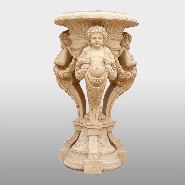 Western Style Classical DesignHand Carved Used Life-size Marble Flowerpots For Sale
