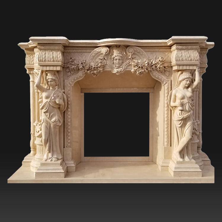 Indoor Used Freestanding indoor Stone Fireplace Surround Mantel Cheap Fireplace Mantel