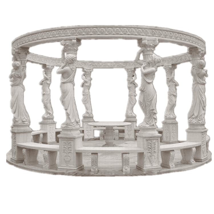 Factory price western style outdoor garden decoration natual white marble gazebo with dome