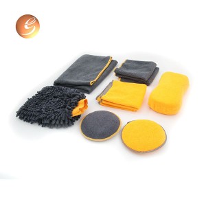 Quoted price for 7pcs car cleaning cloth sponge mitt vehicle washing set with bag