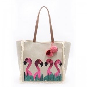 100% Original Factory Brown Leather Tote - Eccochic Design Sequins Flamingo Tassel Beach Bag – Eccochic