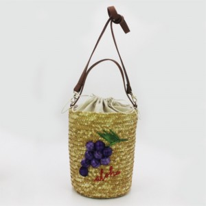 China Cheap price Embroidered Tote Bag - Eccochic Design Summer Fashion 3d Grapes Embroidery Bucket Bag – Eccochic