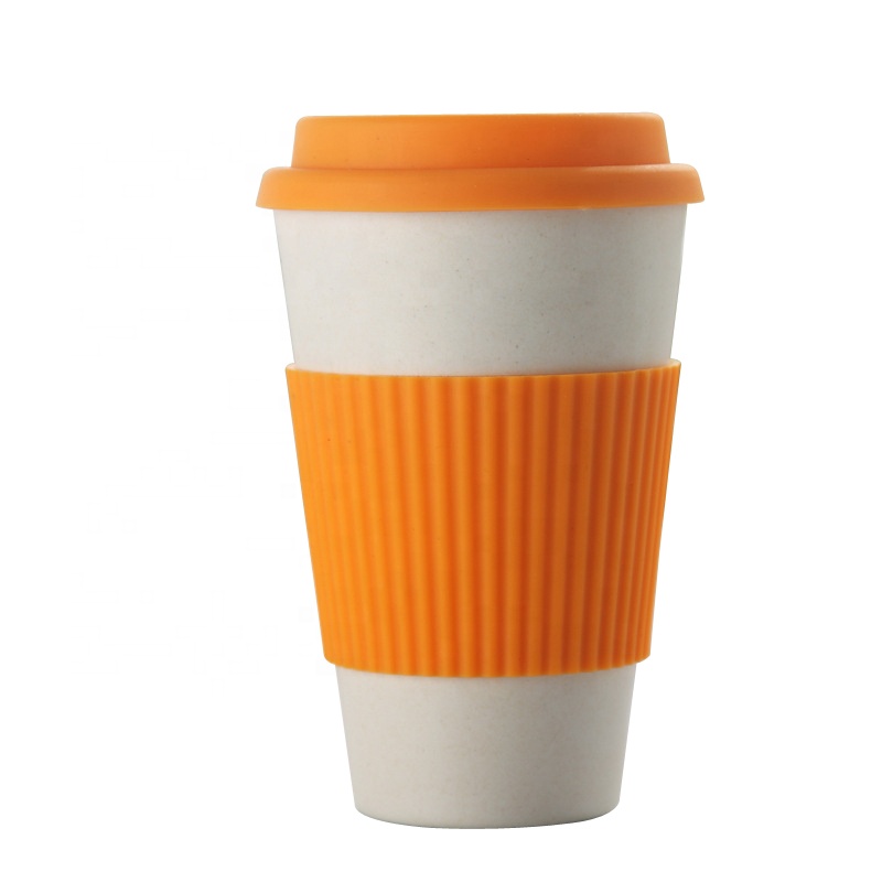 Pure color fashion safe non toxic bamboo fiber coffee cup easy to clean not easy to break portable mug