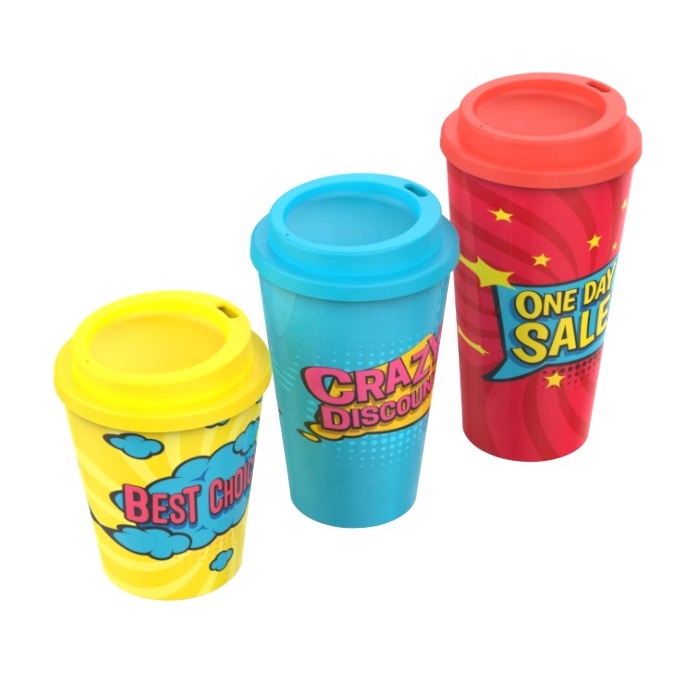 Personalised screw lid insulated biodegradable custom logo silicone sleeves PLA eco coffee cup reusable
