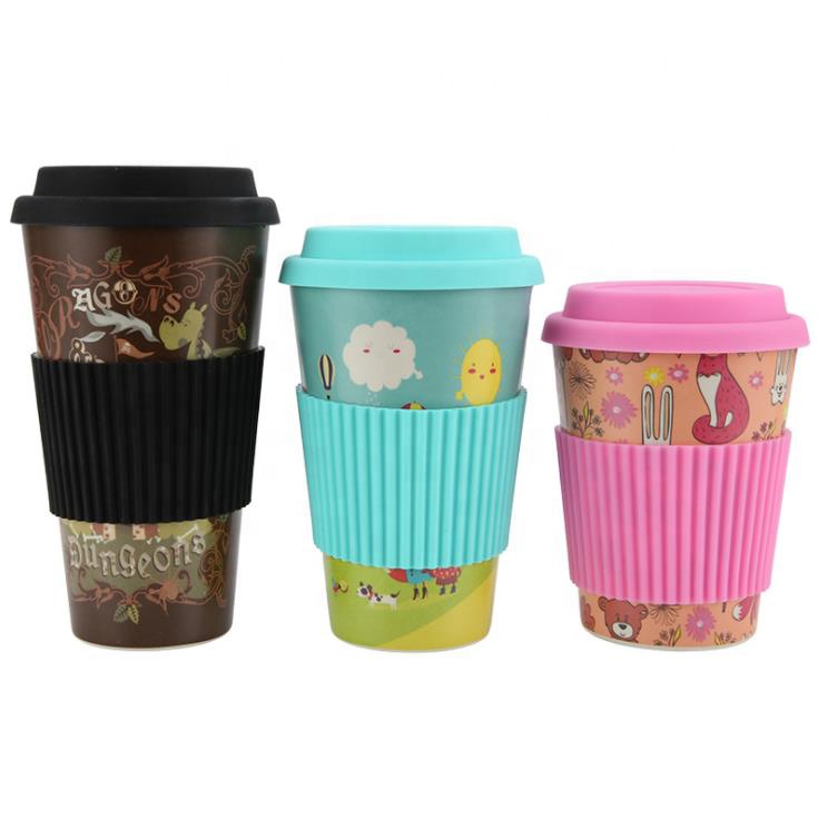 Environment-friendly eco friendly reusable biodegradable bamboo fiber cups take away coffee mugs Featured Image