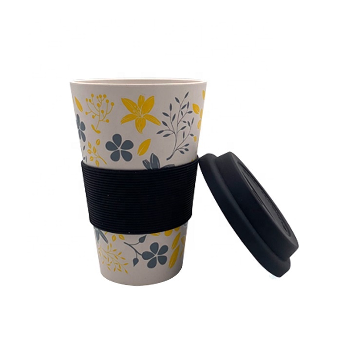 Wholesale natural eco friendly reusable biodegradable products PLA bamboo fiber plastic mug print for travel