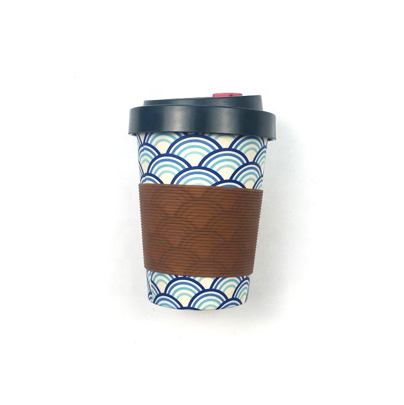 Pure color fashionable coffee cup with leakproof cover environmental friendly portable biodegradable mug