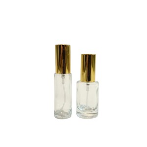 10ml 15ml cylinder shape simple glass perfume bottle with gold spray pump
