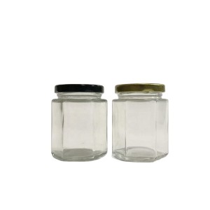 1.5oz 45ml Mini Hexagonal Clear Glass Jar for Honey, Jam, Decoration