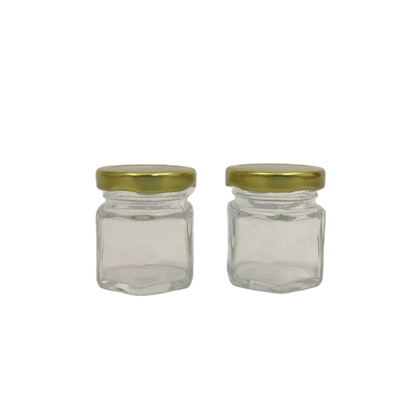 1.5oz 45ml Mini Hexagonal Clear Glass Jar for Honey, Jam, Decoration Featured Image