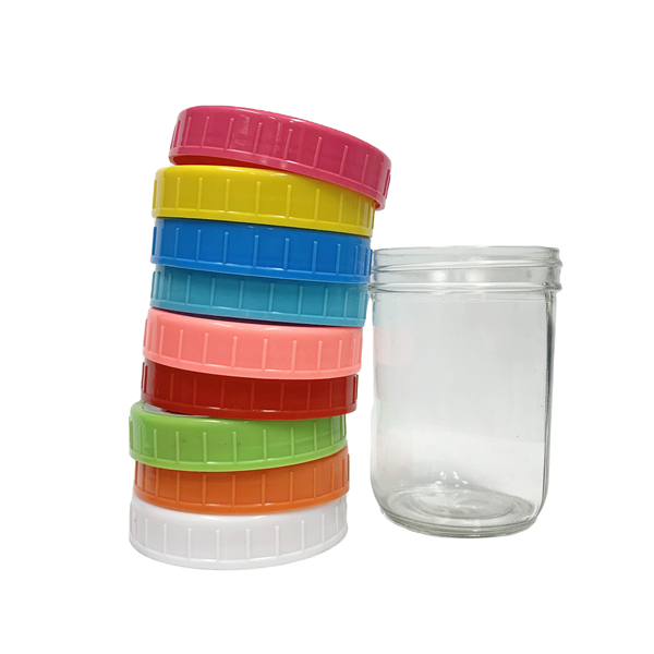 16oz 500ml wide mouth glass mason jar with colored plastic lid Featured Image
