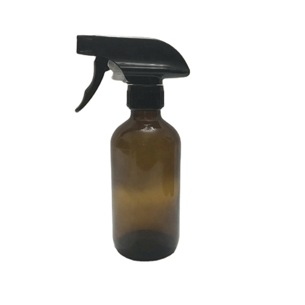 8oz 250ml amber boston round glass spray bottles with trigger sprayer Featured Image