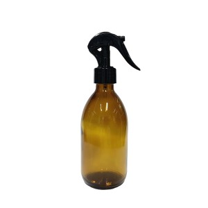 300ml amber glass essential oil cleaning bottle with trigger spray