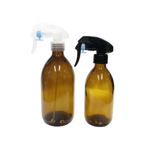 300ml amber glass essential oil cleaning bottle with trigger spray