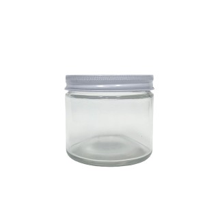 8oz 250ml straight sided glass round jar with white tinplate lid