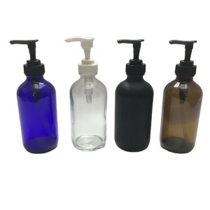 16oz 500ml white color boston round glass liquid soap bottle with stainless steel dispenser