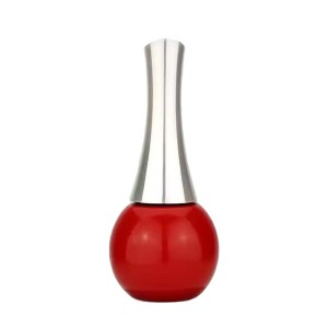 5ml red coated ball shape glass nail polish bottle with metal lid and brush