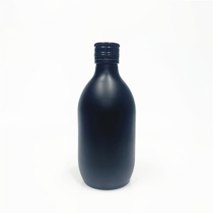250ml matte black glass juice beverage bottle with aluminum lid