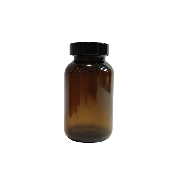 200ml Amber Glass Pharmaceutical Bottle, Pill Jar with Black Aluminum lid Featured Image