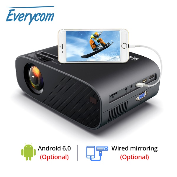 Everycom M7 LED Video Projector HD 720P Portable HDMI Optional Android Wifi Beamer Support Full HD 1080P Home Theater Cinema