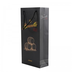 Factory wholesale Red wine bottle packaging Paper bag with handle